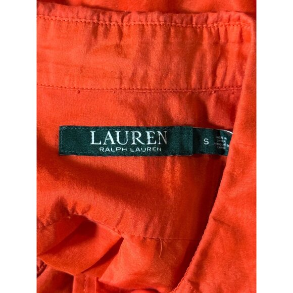 Lauren Ralph Lauren Women Orange Silk Blend Long Sleeve Button Up Shirt Size S - Picture 6 of 9